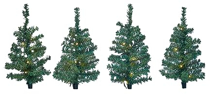 Lichterbäumchen Gartenstecker 50 cm - 4er Set / 40 LED - Weihnachts Deko Garten Beleuchtung - Künstliche Tannenbäume beleuchtet LED Tanne Weihnachtsbaum Stecker für draußen