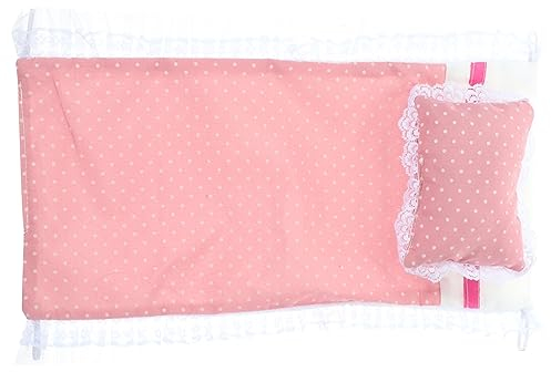 TOYANDONA 1 Set Doll Bedding Accessories Reversible Baby Doll Blankets Dollhouse Sheets Throw Pillow for Doll Beds Bunkbeds Cribs Cradles