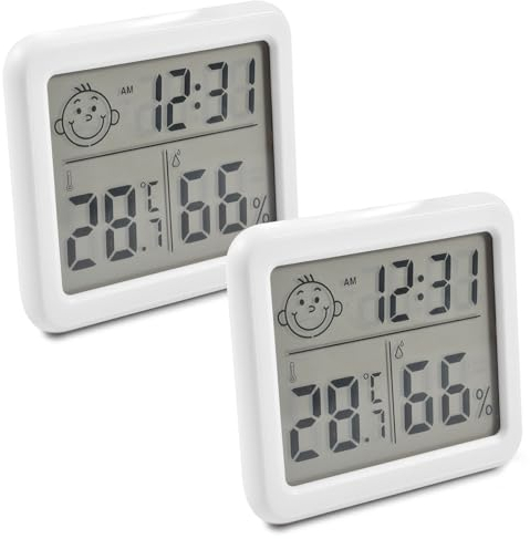 2 Stück luftfeuchtigkeitsmesser Thermometer Innen Mini LCD Digital Thermometer Hygrometer Gauge für Babyzimmer Seniorenzimmer Arbeitszimmer Weinkeller usw