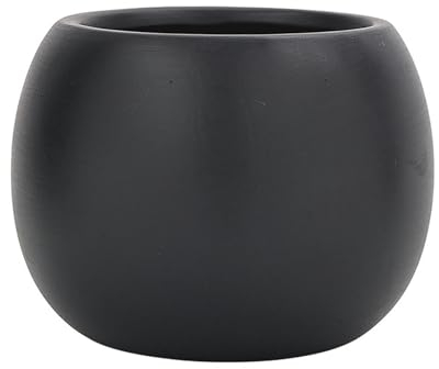 ESTINTENG Pot de fleurs en céramique de style nordique respirant taille L noir pour intérieur et extérieur