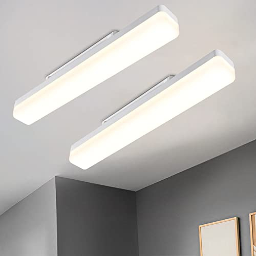 CBJKTX 2ER Deckenleuchte LED Küchenlampe Modern - Deckenlampe 40CM Lang Tageslichtlampe 4000K Wohnzimmerlampe Flurlampe 18W Kellerlampe Beleuchtung Decke Innen für Schlafzimmer Küche Flur Büro Keller
