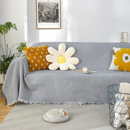 HAMON Sofa Schutz Abdeckung Baumwolle Sofaüberwurf Decke Staubdicht Sofa Cover Slipcover Waschbar Einzelsitz Sofa Blanket für Kinder Hund Haustiere (Grau, 130 * 180CM)