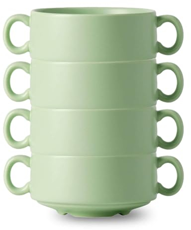 TYMYYS Tazze Da Brodo Colore, Ciotole Per Zuppa Di Cipolle Con Manici, Crocks Per Zuppa Sicuri Per Il Forno, Ciotola Per Zuppa Per Microonde, Tazza Per Zuppa-verde-Set di 4