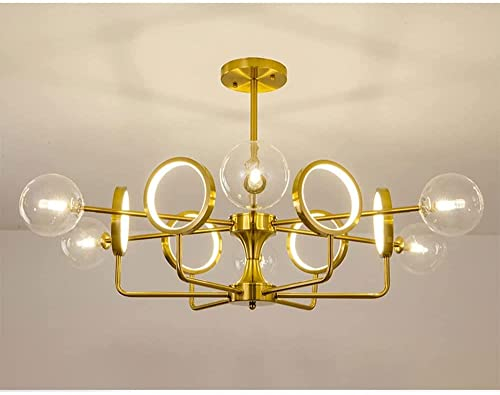 Lámparas de araña , Lámpara de araña de cristal moderna, iluminación colgante de latón satinado, lámpara de techo de frijol mágico de molécula de rama for sala de estar, restaurante, isla de cocina, b