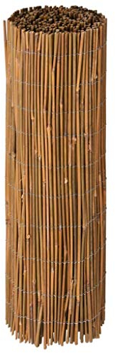 Gecheer Bambuszaun Bambusmatte Sichtschutzzaun Sichtschutzmatte Gartenzaun Sichtschutz Windschutz Zaun Zaunblende Bambus Garten 500 x 100 cm (L x H) Runder Bambus,Gebunden mit verzinktem Draht