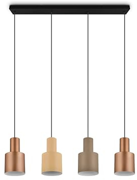 lightling Modern Pendellampe Guido 4-flammig, mehrere Schirmfarben, Höhe anpassbar, exkl. 4 x E27 max. 40W, Metall, Ø 12 cm, Höhe 150 cm, Breite 87 cm