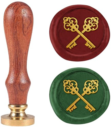 DELORIGIN Schlüssel Siegelstempel 25mm Wachs Siegelstempel Retro Siegelstempel Abnehmbarer Messingkopf Siegelstempel Für Umschläge Grußkarten Briefe Hochzeitseinladungen Geschenkverpackungen Dekor