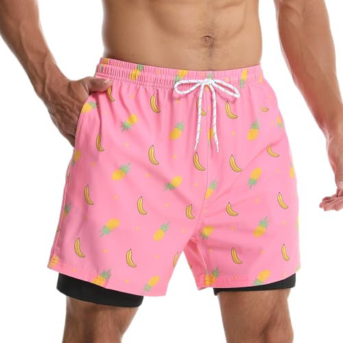 Viisendy Pro Pantaloncini Sportivi da Spiaggia da Uomo Pantaloncini Casual Banana-L