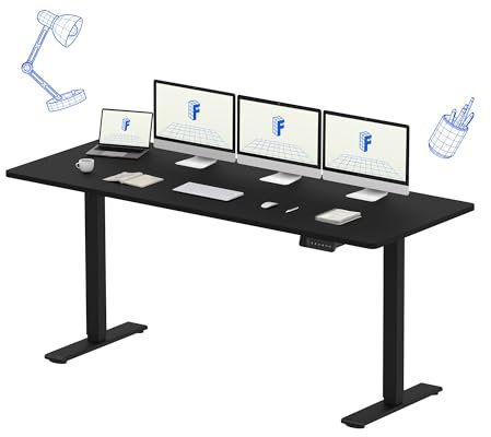 FLEXISPOT Bureau Assis Debout 180 x 80 cm avec 2 Moteurs Puissants, Bureau Électrique Stable Réglable en Hauteur, Table avec Fonction Mémoire (Noir + Noir)