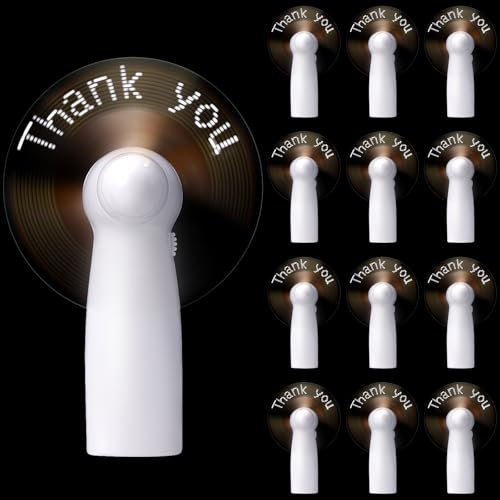 Rossesay Thank You Fans for Guests Thank You Mini Fans Bulk Wedding Bridal Party Favors LED Personal Fan Bulk Bridesmaid Gifts Light up Handheld Fan for Bridal Shower Wedding Gifts