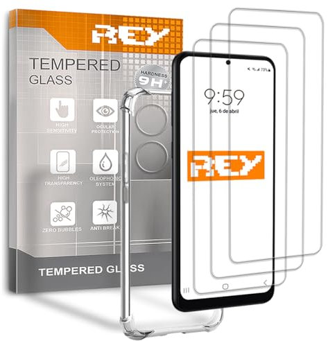 3X Protector de Pantalla y Funda Anti-Shock para OPPO REALME 10 4G, Cristal Vidrio Templado y Silicona TPU de Alta Resistencia
