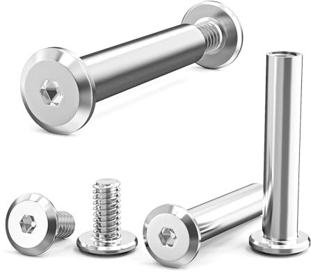 30 Pièces Vis de Connexion M6x25, Vis Assemblage Meuble, Connecteurs d'armoire, en Acier Inoxydable A2 V2A, Connecteurs d'armoire, Pour Connecter des Meubles, des Armoires, des Planches en