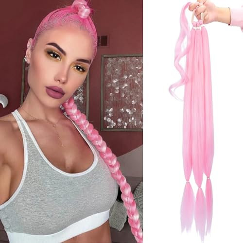 HSAJS Lang Glattes Pferdeschwanz für Damen Mädchen Haarteil Synthetik Haarverlängerung Zopf Haar Extension mit Haargummi DIY Frisur Täglichen Gebrauch 34in