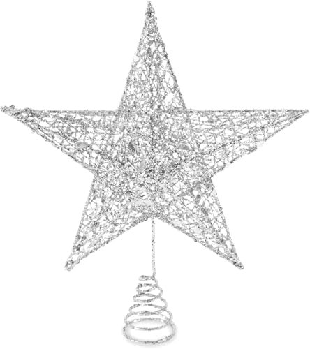 Estrella Plateada para Árbol de Navidad 25 cm - Topper Decorativo 2024 Nuevo Modelo
