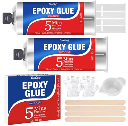 Epoxy Glue 100ml, 2 Part Epoxy Resin Kit - 5 Minute Adhesive Welding High Strength, 1:1 Ratio Fast Repair Suitable for Metal, Plastic, Wood, Stone, Ceramic, Glass(Clear)