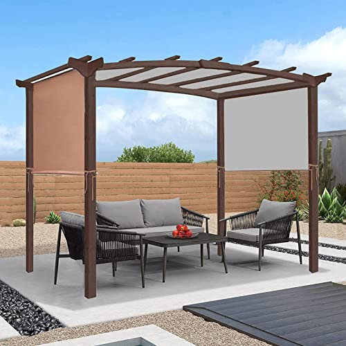 Waterproof Pergola Cover with 4 Fixation Straps Universal Replacement Canopy for Curved Pergola Structure Gazebo Shade Cover in Beige 3×2.4m