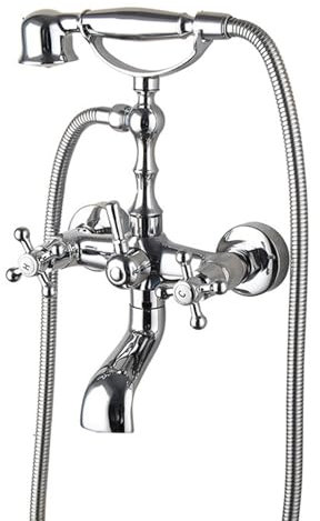 Mitigeur de Bain avec pommeau de Douche, Style rétro, Montage Mural, Double Commande, chromé