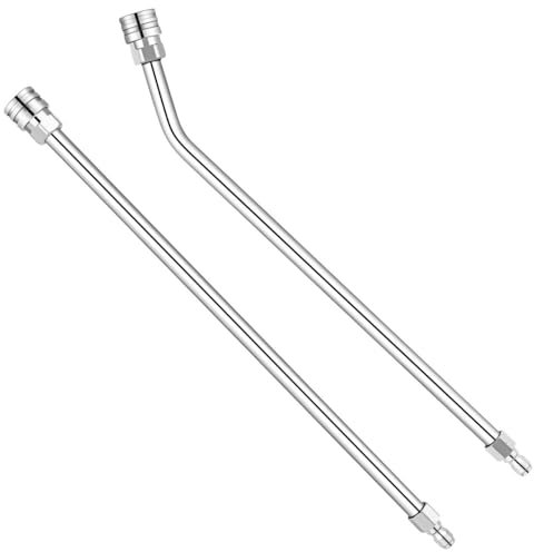Yufafa Pressure Washer Extension Wand, 17 Inch Stainless Steel Power Washer Wand with 30 Degree Curved Pressure Washer Wand for Undercarriage and Gutter Wash, 1/4 Quick Connect Plug, 2 Pack