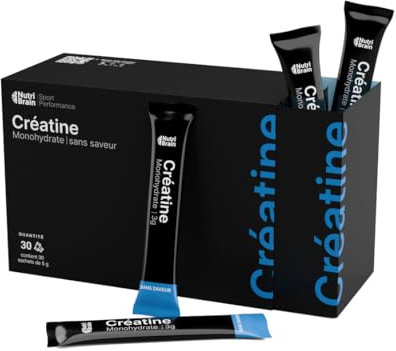 Créatine Monohydrate 100% Pure 3000 mg – Sticks | Micronisée | Prise de Masse Musculaire, Force, Endurance, Récupération, Énergie et Agilité Mentale | Vegan, Sans Gluten, No OGM | Pour Homme et Femme