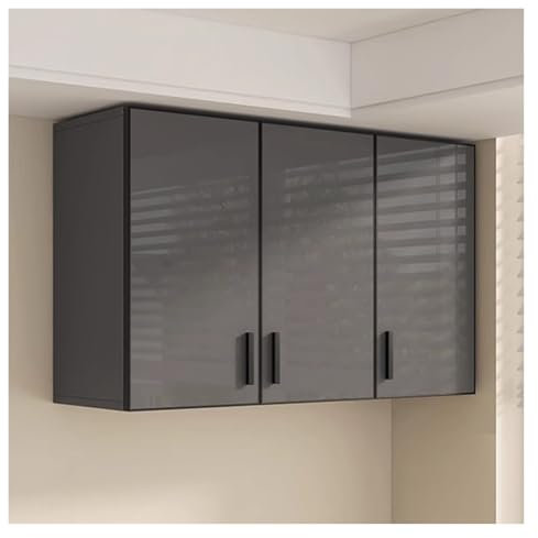 YJEUZCD Metall Badezimmer Wand Kabinett, Keine Rückwand Geschirr Würzen Veranstalter, Wohnzimmer Garage Wäscherei Lagerung Regal Regale, Doppeltür Kabinett Mit Handhaben(90x32x60 cm)
