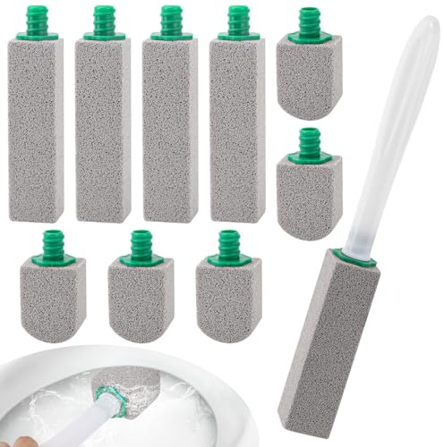 BREANIFULL 10 Stück Cleaning Block WC Effektive Bimsstein Toilettenreiniger 2 Formen Bimsstein WC Bimsstein Toilette Hängende Pumice Stone Toilet für Bäder Toiletten Küchen（mit 1 Weiß Griff）