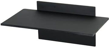 Schönbeck Design Badregal ohne Bohren – Handtuchhalter, Edelstahl/Glas – Klebehaken extra stark – Made in Germany (ganz schwarz, Ablage lang)