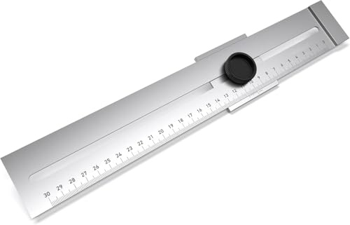 CYTGOUPER 300mm Streichmaß Metall mm-Teilung, Parallel Anreißer mit gehärteter Anreißkante, Anreißwerkzeug Edelstahl Lineal mit festem Schieber für Holzbearbeitung (mm-Teilung)