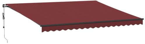 Tenda da sole retrattile con LED bordeaux, 450 x 350 cm, parasole automatico per esterni, protezione solare per terrazza, giardino e balcone