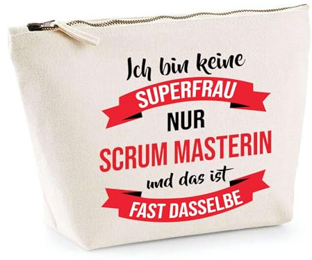 Kosmetiktasche Beste Scrum Masterin Powerfau - praktische Schmink- & Kulturtasche für Make-up & Reise - Geschenk zum Ruhestand, Abschied oder Geburtstag für Kollegin oder Chefin