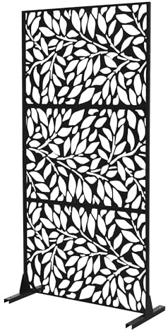 ML-Design Metall-Sichtschutz Firenze 90x180 cm, aus Stahl, Raumteiler - 3 Paneele, Trennwand erweiterbar mit Ständer, Paravent freistehend, Deko Sichtschutzwand wetterfest für Garten Balkon Terrasse