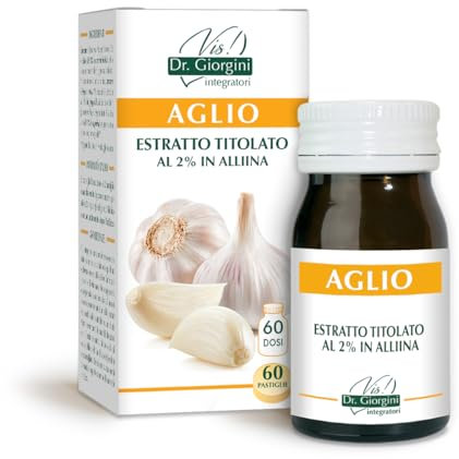 Dr Giorgini Integratore Alimentare, Monocomponenti Erbe Aglio Estratto Titolato al 2% in Allina Pastiglie - 30 g