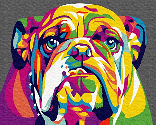 KOMKING Dog Paint by Numbers for Adults & Kids, Painting by Numbers Paint by Number Kits on Canvas, Colorful Dog 16x20inch