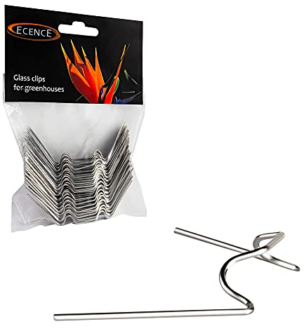 ECENCE 100 Grapas para invernadero de acero inoxidable galvanizadas resistentes a tormentas para invernadero placas de cámara hueca, 95 mm x 35 mm