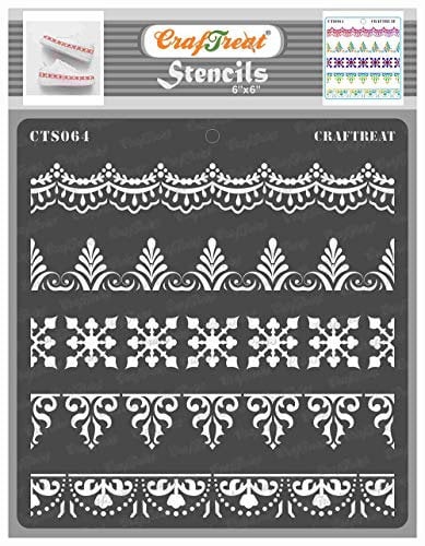 CrafTreat wiederverwendbare verzierte Bordüren-Schablonen zum Malen auf Holz, Wänden und Fliesen – verzierte Bordüren – 15,2 x 15,2 cm – DIY-Kunst- und Bastelschablonen