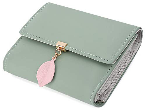 UTO Portefeuille Femme Porte-Monnaie Feuille Exquis Pendentif en PU Cuir 6 emplacements de Carte Vert