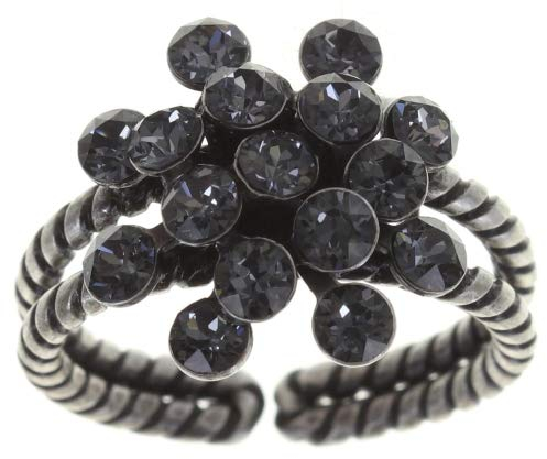 Konplott Magic Fireball Ring grey crystal silver night mini Mini (16mmØ) - Ringgröße verstellbar