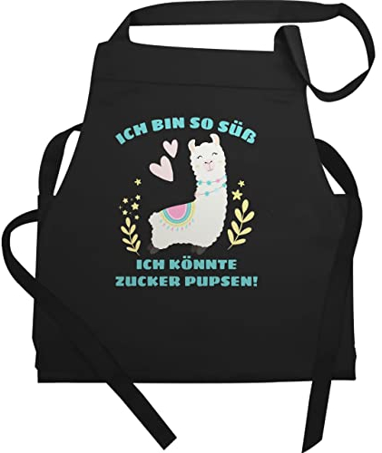 Schürze Geschenk - Lustige - Erwachsene - Lama Ich bin so süß ich könnte Zucker Pupsen - 60x87 - Schwarz - geschenke für einen koch küchenschürze sprüche muttertagsgeschenk pups kochschürze