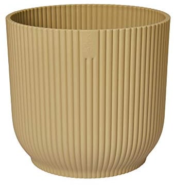 elho Vibes Fold Round 14 - Flower Pot from 100% Recycled Plastic - Indoor plant pot - Ø 14.1 x H 12.9 cm - Yellow/Butter Yellow