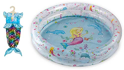 Heless Puppenset Meerjungfrau mit Kleid und Planschbecken, 2 teilig, Größe 35-45 cm