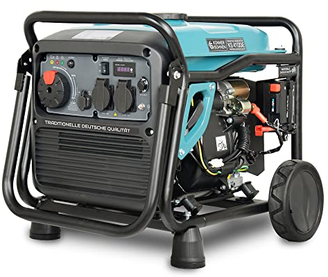 Könner & Söhnen KS 4100i E Invertergenerator. Höchstleistung 4000 Watt, 2x16 A (230 V), 2 USB-Anschlüsse, LED-Anzeige, ECO-Modus, Kupferwicklung, Kurzschluss- und Überlastschutz, EURO V.