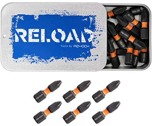 Rehook Reload 25x PZ2's - 25mm Impact Screwdriver Drill Driver Bits Set PZ2, PoziDriv, POZI, No.2 Tool bits for Dewalt, Milwaukee, Bosch, Sabrecut and Others (PZ2)