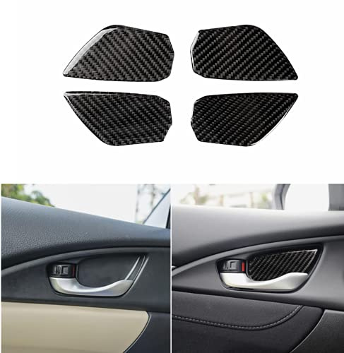 Fibra di carbonio Adesivi Decorativi Accessori modifica Interni Maniglia della Porta decorazione Adatta per Honda kompatibel Civic 2016-2020 (nero, Maniglia della porta ciotola adesivo)