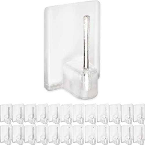 Gancio autoadesivo per bastone, 24 pz, Trasparenti, misura 25 x 17 mm, ganci per tenda, ganci per zanzariere, gancio adesivo per tende a finestra, aggancio per bastoni su finestre in PVC, curtain hook