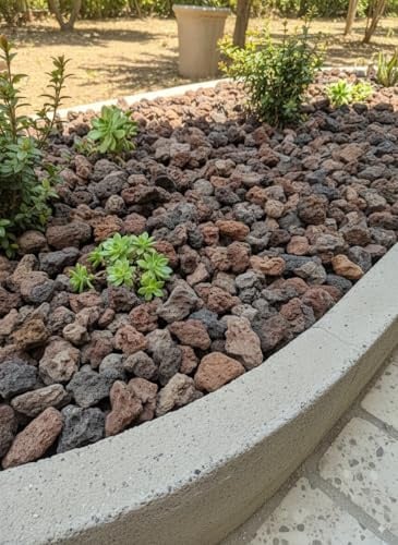 Piedra Volcánica roja (25/50 mm) para decoración jardín o macetas, Adorno de arboles cantidad (20L)