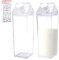 inheming 2Pcs Bouteille d'eau en Carton de Lait, Bouteille de Lait Carrée Transparentes,Bouteille de jus d'eau en Plastique étanche,Réutilisables,500 ML