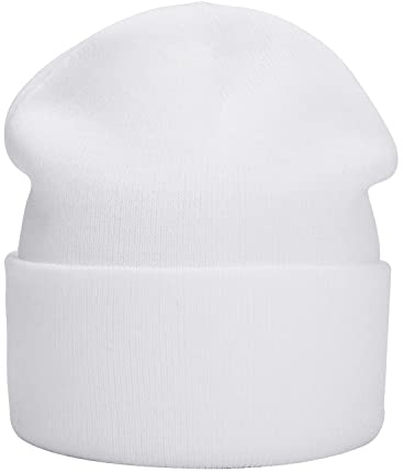 MASADA Damen und Herren Beanie Winter-Mütze - Weiß