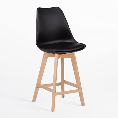 SKLUM Barhocker mit Kunstlederkissen Nordic Schwarz ↑67 cm