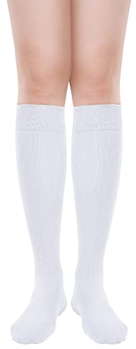 Geyoga 1 Paio Calzini Alti Fino al Ginocchio Calzini Alti a Coscia (Bianco, S)