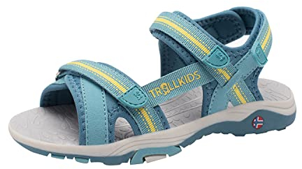 Trollkids Girls Preikestolen Sandal, 28/28 Kinder, glac.Green/Lemon