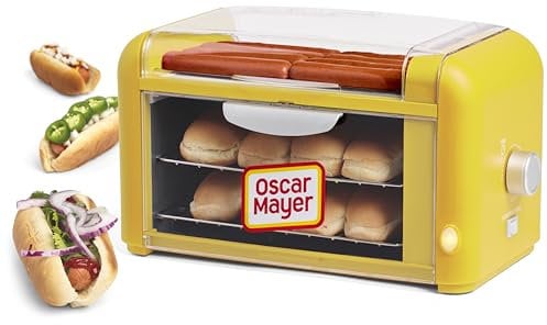 Oscar Mayer Hot Dog & Bun Warmer, Stainless Steel Grill Rollers, Non-stick Warming Racks, Perfect For Hot Dogs, Egg Rolls, Sausages, Brats, Adjustable Timer, Compact